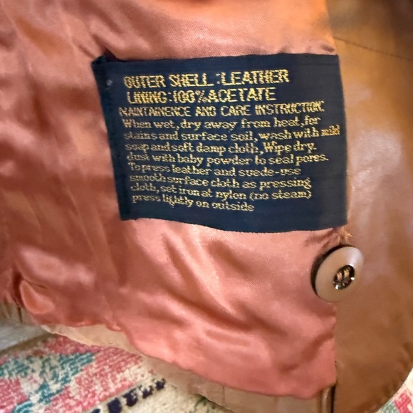 VINTAGE LEATHER JACKET Women’s Caramel brown CASABLANCA COAT One button Sz 9/10 - Picture 2 of 6